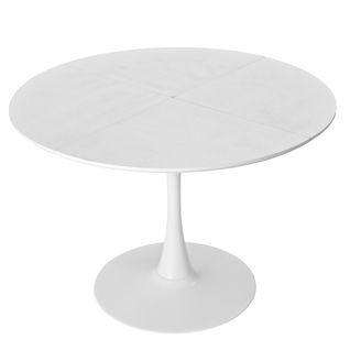 Table haute Ronde Blanche En Mdf, Cadre Métal, Table haute Pour Salon