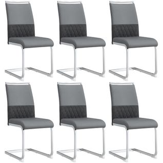 Lot De 6 Chaises Gris, Dossier En Pu Et Lin, Cadre En Métal, Pour Salle à Manger Ou Bureau