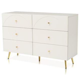 Commode à 6 Tiroirs, 85x120x40 Cm, Blanc