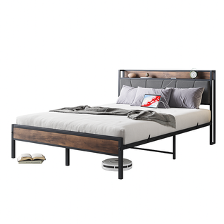 Lit Adulte 140x200 Cm En Métal,brun Antique