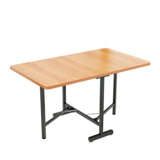 Table à Manger Rectangulaire Chêne Pliable, Cadre En Métal Noir