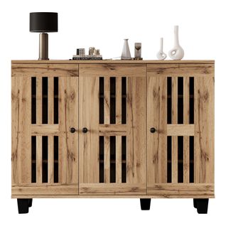 Buffet, Meuble à Chaussures Imitation Bois 3 Portes