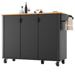 Desserte De Cuisine Extensible à 5 Roulettes Avec Porte-serviettes, Séparateurs Réglables, Noir