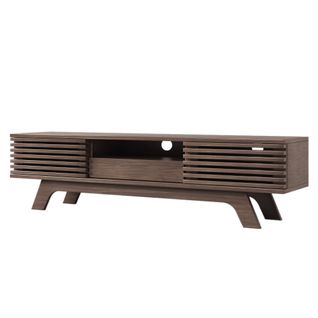 Meuble TV Marron Chocolat Avec 2 Portes Et 1 Tiroir, Imitation Bois, 150 X 35 X 44 Cm