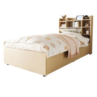 Lit Coffre Enfant 90x200 Cm Avec Prise USB/type-c, Rangement, Sommier, Mdf Bois