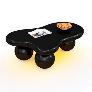 Table Basse Nuage En Mdf Noir Avec LED 16 Couleurs, Design Moderne Et Sécurisé Pour Salon