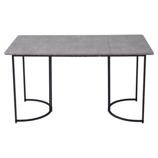 Table à Manger Rectangulaire Moderne, Cadre Métal, Plateau Marbre Gris, Mdf/métal, Gris/noir