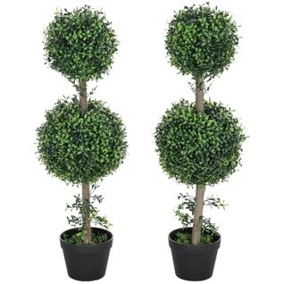 Lot De 2 Plante Artificielle Buis, Uv Résistant Avec Pot Pour Salon Et Jardin