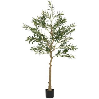 Plante Artificielle Arbre Olivier 150 Cm Avec 720 Feuilles Et 40 Olives, Décorative