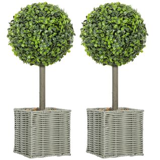 Lot De 2 Plantes D'arbre Artificielles , Uv Résistant Avec Pot Pour Intérieur Et Extérieur
