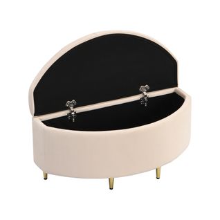 Banc Coffre90x40x42 Cm, Banc De Lit,rangement, Design Élégant, Simple, Velours, Mousse, Beige