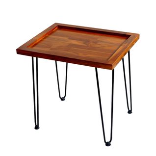 Table à Thé En Bois, bout de canapé Avec Pieds En Métal Pour Salon, Bureau Et Terrasse