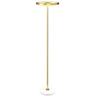 Lampadaire LED Doré Réglable 3 Niveaux, Abat-jour Anneau, Stable, 40x40x157,5 Cm