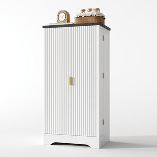 Buffet De Cuisine Anti-basculement, 120x60.5x40cm, Étagères Réglables, Mdf, Blanc Et Noir