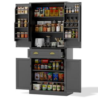 Buffet Haut - Meuble Rangement 4 Portes, 1 Tiroir, Étagères Mdf, Noir