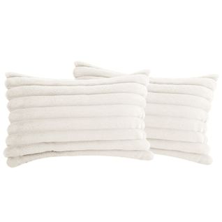 Housses de coussin 30x50cm, Lot De 2, Fermeture Éclair Dissimulée, Velours simple face, Blanc