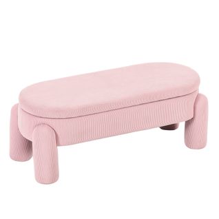 Banc Coffre 112x43x43cm, bout De Lit, ovale moderne, design Élégant, velours Côtelé,rose