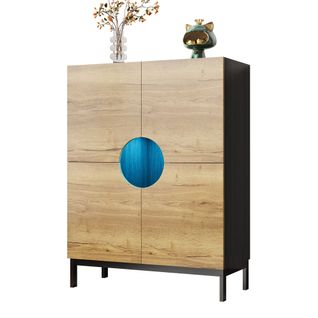 Meuble à Chaussures Bois Et Noir Avec Étagères Réglables, Pieds En Bois Massif, 90x40x120 Cm