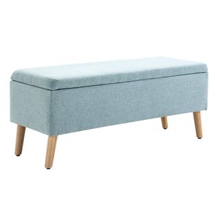 Banc Coffre110x39x45cm, Banc De Lit, Moderne, Pieds En Bois, Rectangle, Polyester, Vert