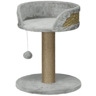 Couchage Chat 40x40x49cm, Nid De Chat,  Balle Suspendue, Aggloméré, Jute, Gris