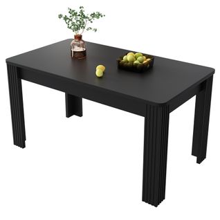 Table à Manger Rectangulaire Moderne Avec Quatre Pieds Robustes - Panneau De Particules - Noir