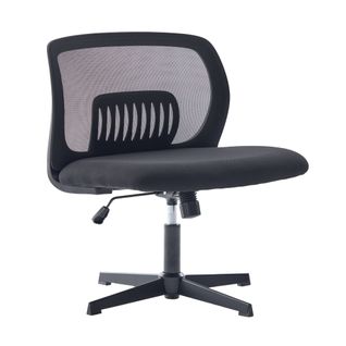 Chaise Bureau Pivotante 360°, Hauteur Réglable, Basculante, Assise Rembourrée Mesh - Noir