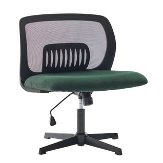 Chaise Bureau Pivotante Sans Accoudoirs, Hauteur Réglable, Bascule 360°, Siège Velours - Vert