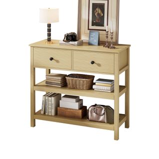 Console D’entrée Avec Tiroir Et Étagères Ouvertes - Meuble Pratique De Couloir En Mdf+pb - Naturel