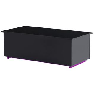 Table Basse Relevable Moderne, LED, Rangement Caché, Plateau Hydraulique, Panneaux Particules, Noir