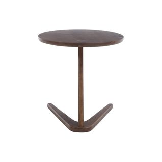 Bout De Canapé Rond, Bois Massif, Design Moderne, Piètement En Z, Marron