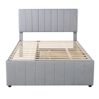 Lit Gigogne 140x200 Cm - Double, Lit Enfant Intégré, 2 Tiroirs, Mdf/lin - Gris