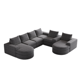 Lot De 2 Canapé modulable Méridienne, Incurvé, En Chenille Gris