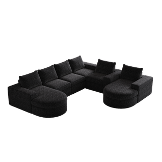 Lot De 2 Canapé modulable Méridienne, Incurvé, En Chenille Noir