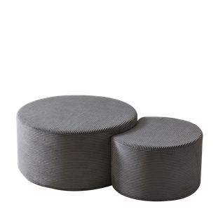 2 Table Basse, Table Ronde, Design Simple, Sans Assemblage, Moderne, Tissu, Gris