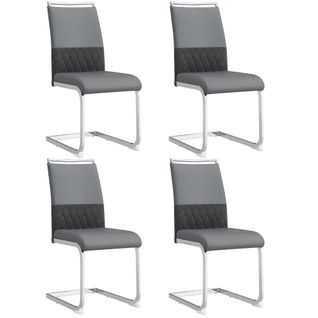 Lot De 4 Chaises 45x42x95cm, Pieds En Métal, Design Simple, Moderne, Pu+lin, Gris