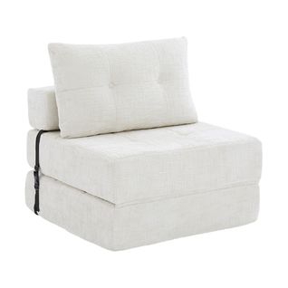 Fauteuil Paresseux Convertible 79x79x57cm, Dossier Et Coussins, Design Pliable, Chenille, Beige