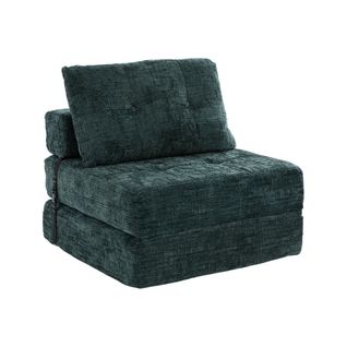 Fauteuil Paresseux Convertible 79x79x57cm, 2 En 1, Dossier Et Coussins Ergonomiques, Chenille, Vert