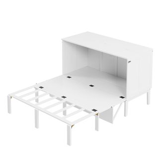 Lit Pliant Adulte 140x200cm, Espace Économisé, Design Classique Sobre, Bois+métal, Couleur Blanc