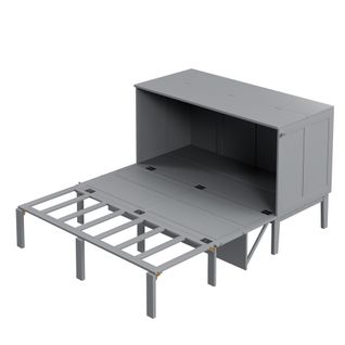 Lit Pliant Adulte 140x200cm, Espace Économisé, Design Classique Sobre, Bois+métal, Couleur Gris