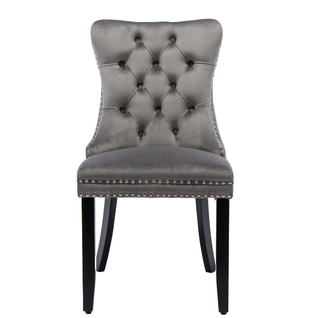 Lot De 2 Chaises De Salle à Manger Modernes En Velours 50 X 62 X 95 Cm, Avec Bordure Cloutée, Gris