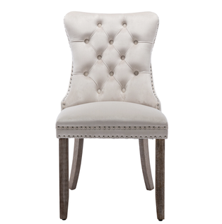 Chaises De Salle à Manger Modernes En Velours 50 X 62 X 95 Cm, Lot De 2, Bordure Cloutée, Beige