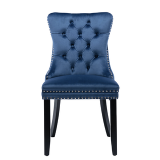 Lot de 2 Chaises De Salle à Manger Modernes En Velours 50 X 62 X 95 Cm, Avec Bordure Cloutée, Bleu