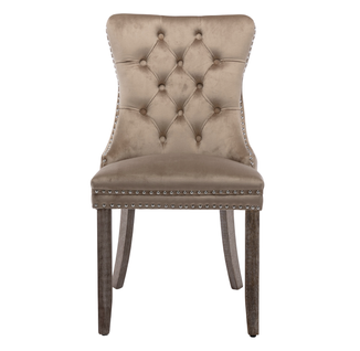 Lot de 2 Chaises De Salle à Manger En Velours 50 X 62 X 95 Cm, Avec Bordure Cloutée, Kaki