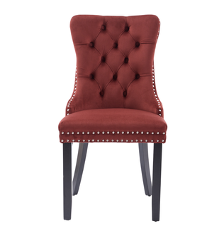 Chaises De Salle à Manger Modernes En Velours 50 X 62 X 95 Cm, Lot De 2, Bordure Cloutée, Bordeaux
