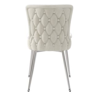 Lot De 2 Chaises Salle à Manger Design, Pieds Métal Argentés, Assise Confortable Velours, Beige