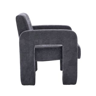Fauteuil Fixe Moderne, Accoudoirs, Assise Moelleuse Chenille Et Mousse, Design Nordique, Gris