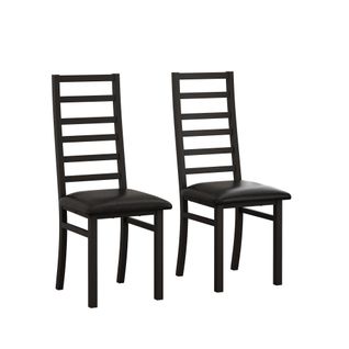 Lot De 2 Chaises Salle à Manger Modernes Sans Accoudoirs, Pieds Acier, Assise Pu, Noir