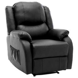 Fauteuil Relax Avec Repose-pieds Et Appui-tête Réglable, Cuir Pu, Structure Métal - Noir