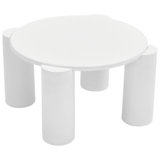 Table Basse Ronde Nuage, Pieds Stables, Bords Arrondis, Mdf Pvc, Blanc