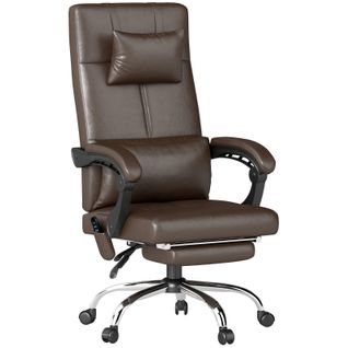 Fauteuil De Direction Ergonomique Massant Et Chauffant, Avec Repose-pieds Et Appui-tête - Marron